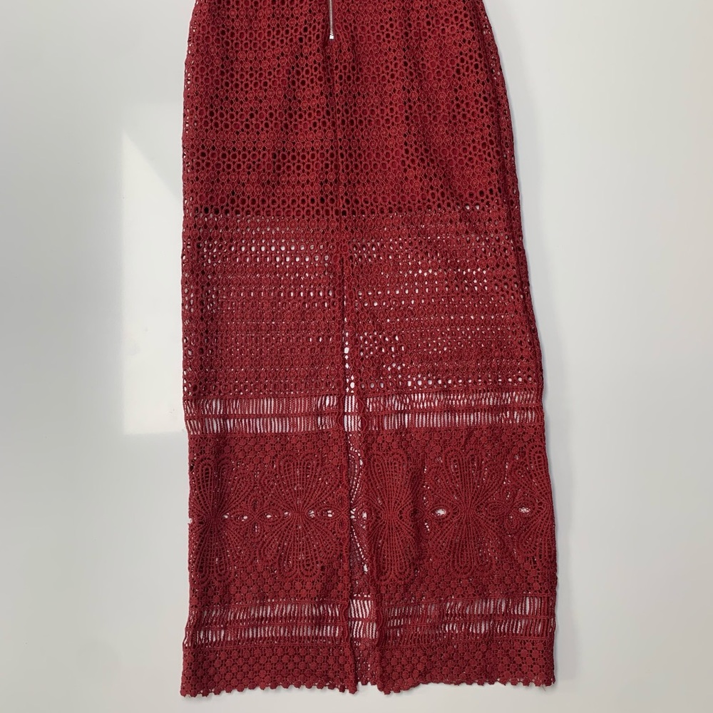 Lulus EUC XS red maxi lace overlay dress - Picture 13 of 13